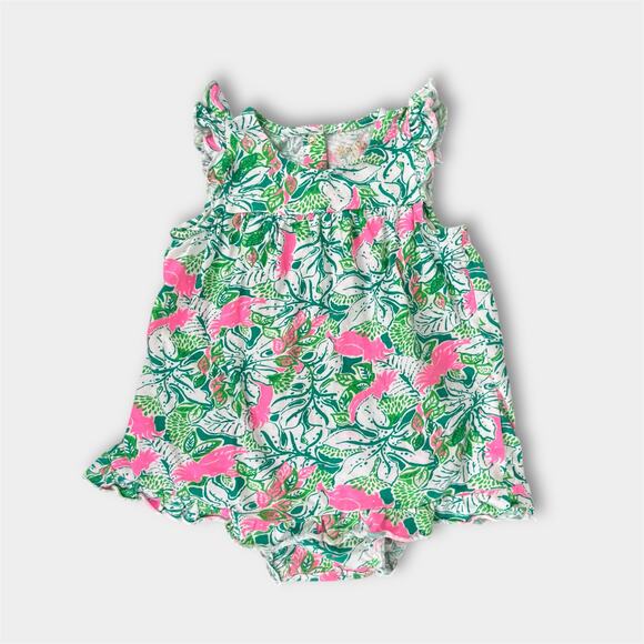 Lilly Pulitzer Cecily Infant Dress Botanical Green Just Wing It 18-24 Months - Picture 2 of 12